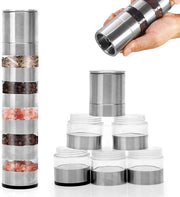 Strumento per tritare erbe 5 in 1 - Set per tritare erbe portatile - Materiale in acciaio inossidabile - Tritacarne per erbe mini - Set per contenere erbe - Ideale per il camping - Contenitore per erbe