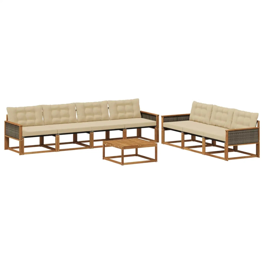 Set di divani da esterno con cuscino 8 pcs Naturale e Beige 3381293