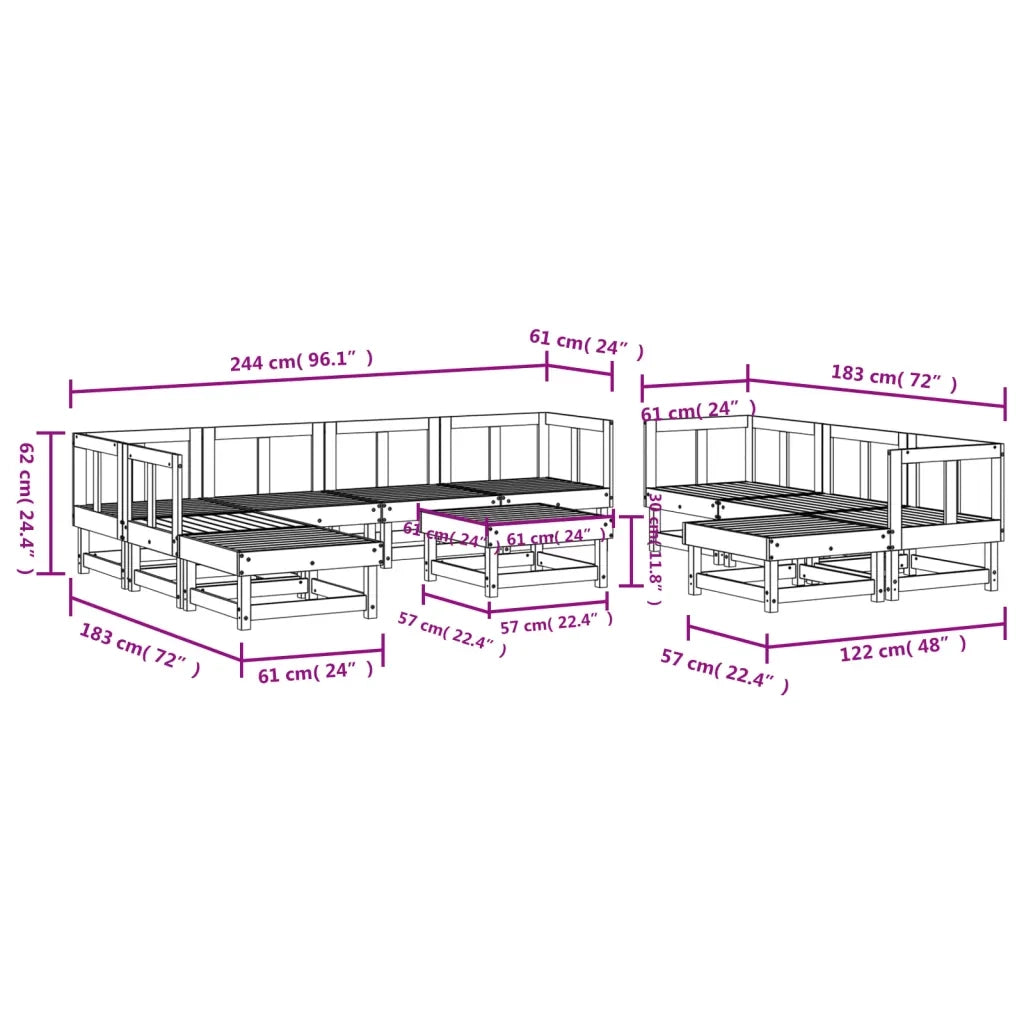 Set Salotto da Giardino 11 pz in Legno Massello di Douglas 3186415