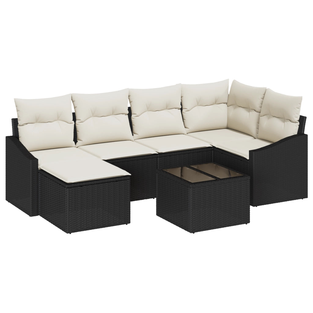 Set da Pranzo Giardino da 6 Pezzi con Cuscini Rattan Pol Beige