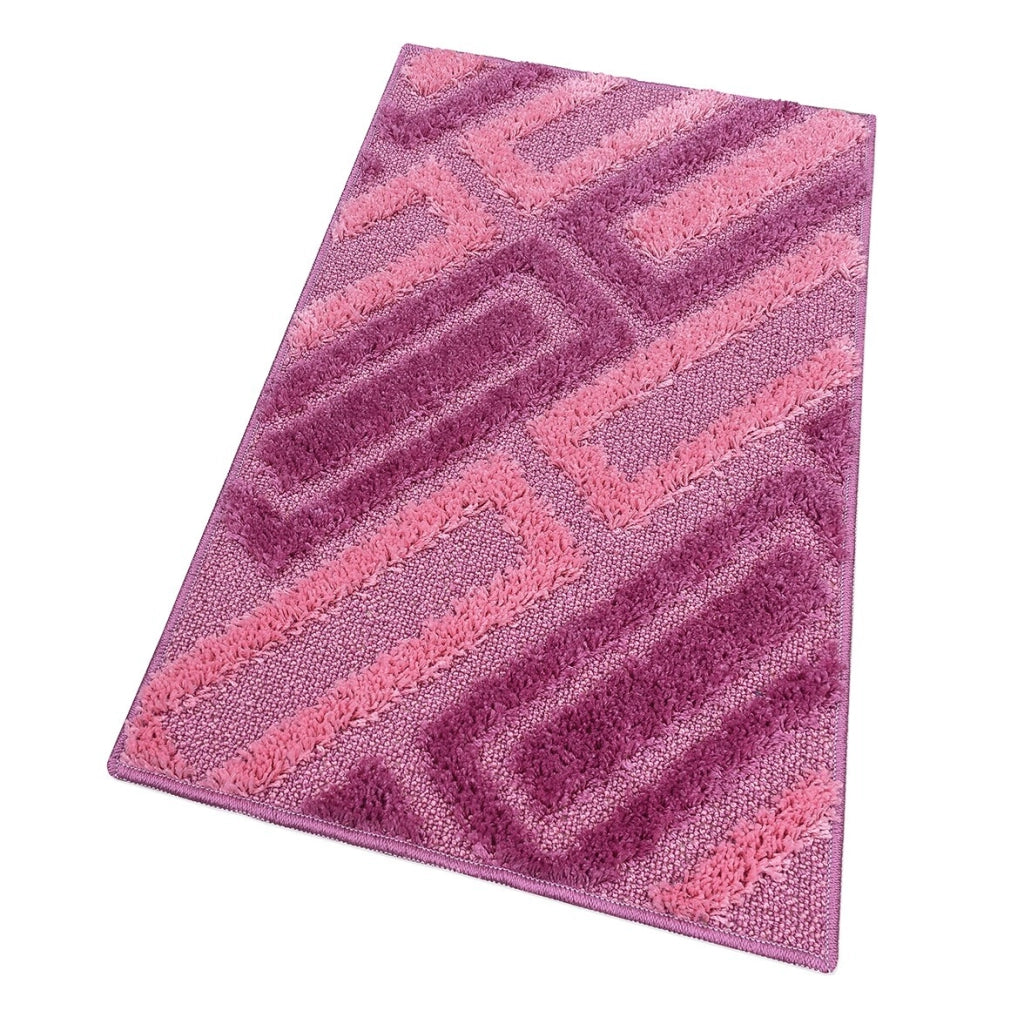 Tappeto Bagno 50x80 Cm Moderno Morbido Soffice Assorbente Asciugapassi Antiscivolo Lavabile Rosa