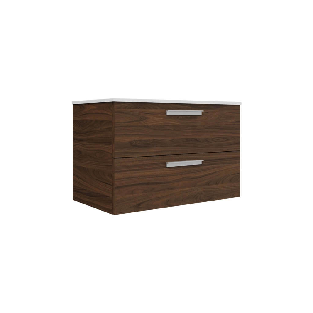 Mobile da bagno sospeso 100cm rovere tabacco con lavabo e specchio | Jasper