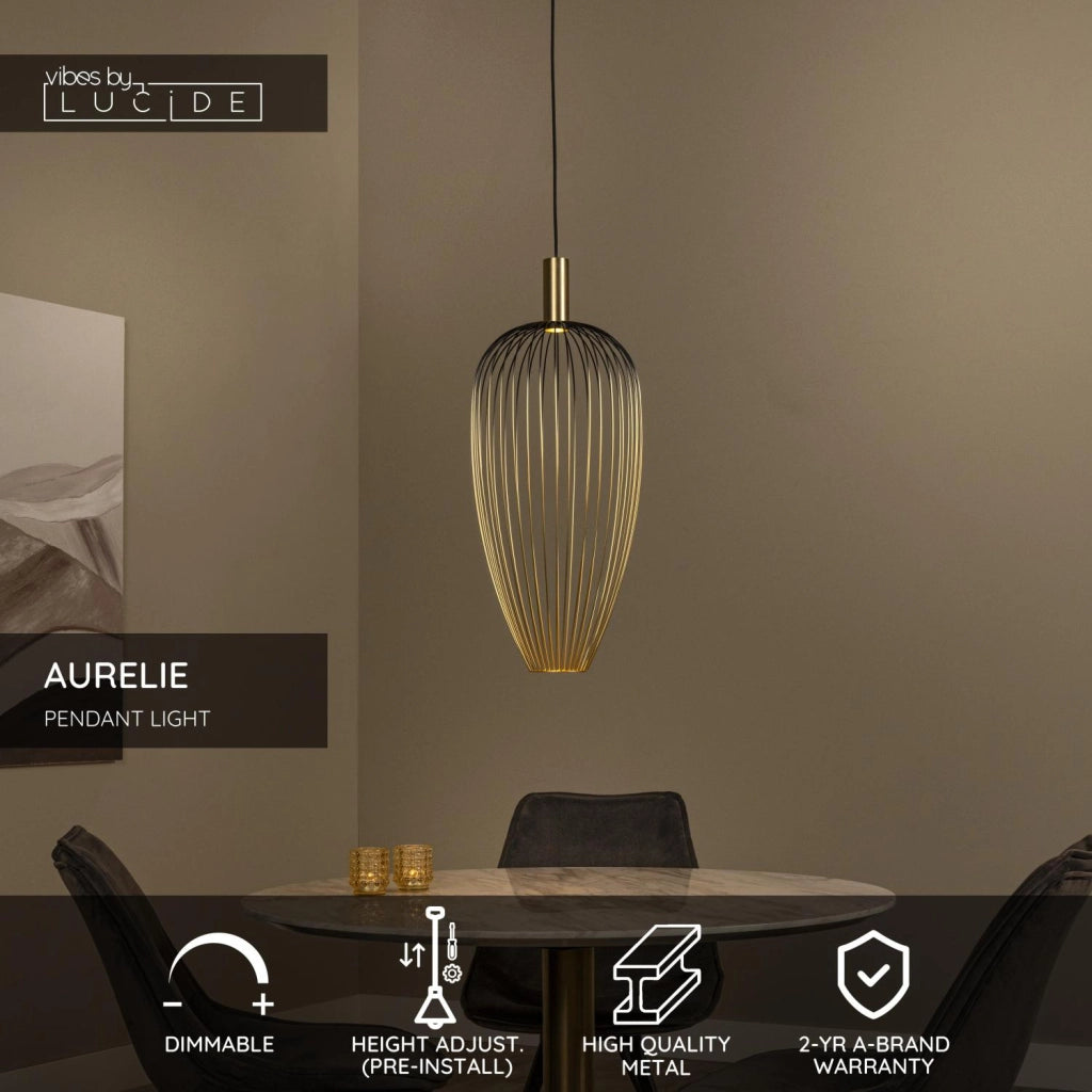Lampada a sospensione AURELIE 1xGU10 oro nero Lucide