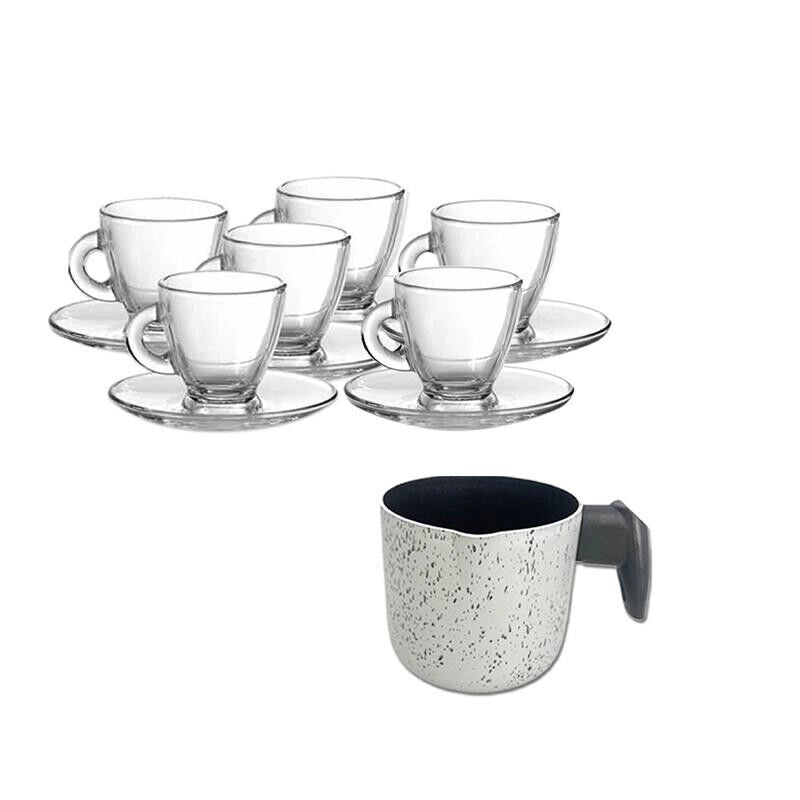 MA MAISON SET 6 TAZZINE TRASPARENTI + BOLLI LATTE 10 CM SPESSORE 1.50 MM ANTIADERENTE E ANTIGRAFFIO IN ALLUMINIO
