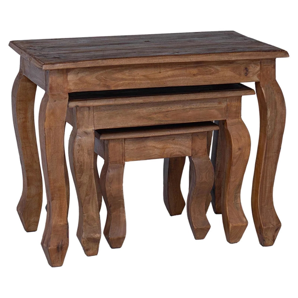 Tavolo Nesting 3 pz Marrone Legno massello di mogano CFW6572611