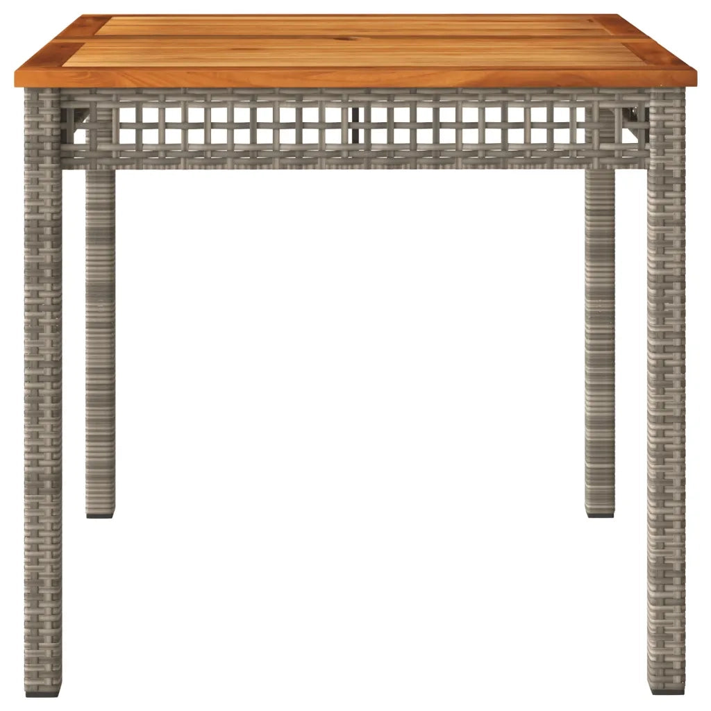 Tavolo da Giardino Grigio 80x80x75 cm Polyrattan e Legno Acacia 366274