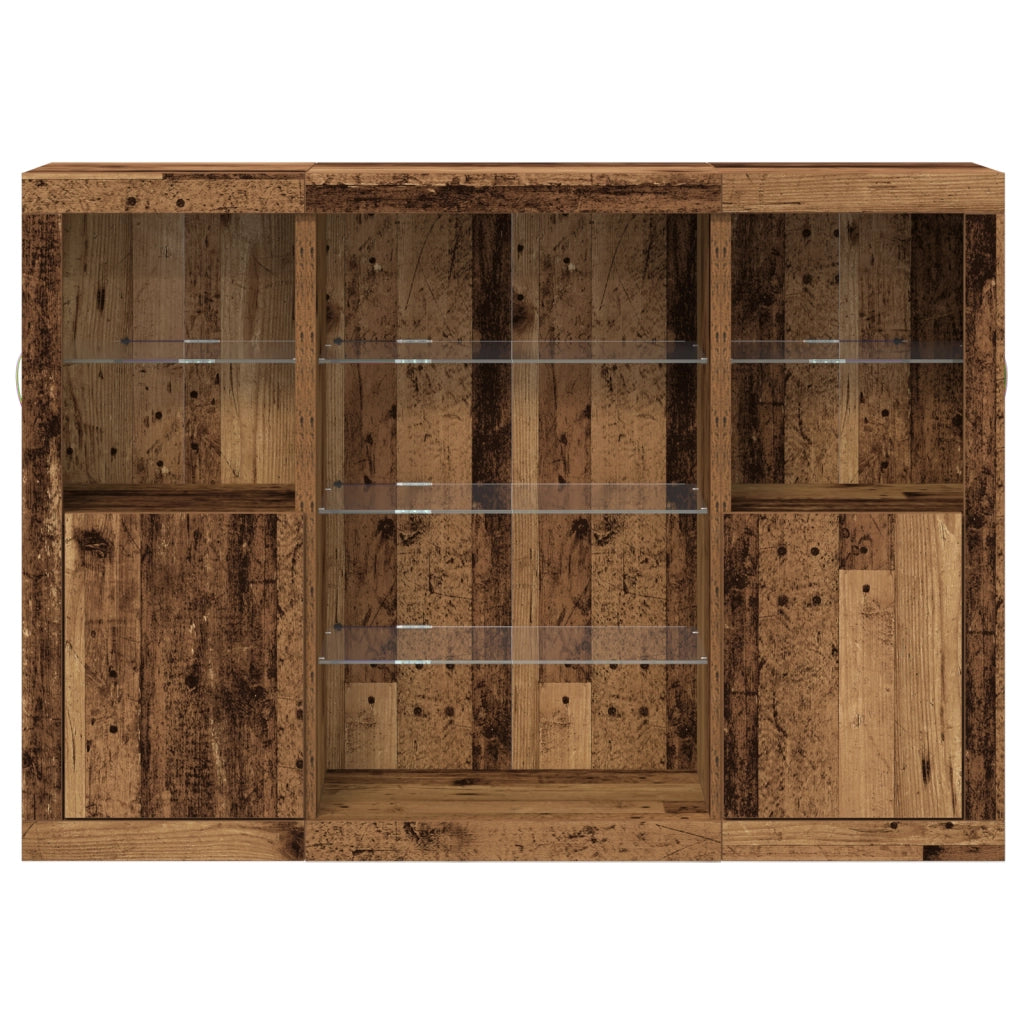 Credenza con luci LED Legno Vecchio 143 x 37 x 100 cm Legno ingegnerizzato