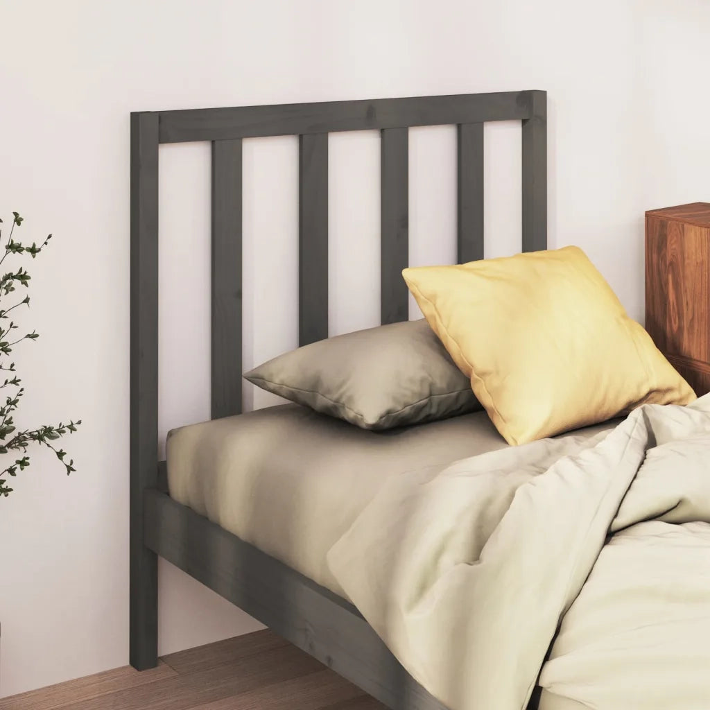 Testiera per Letto Grigia 96x4x100 cm in Legno Massello di Pino 817722