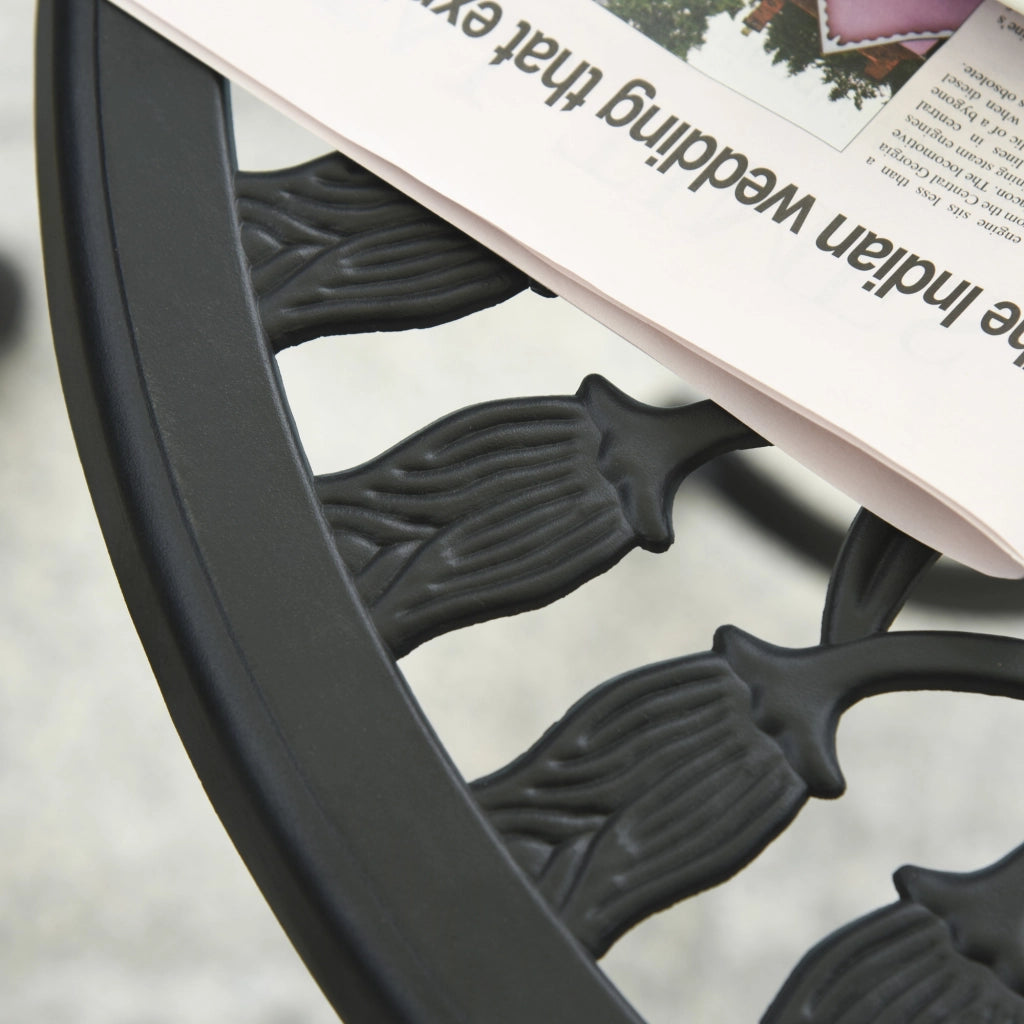 Bistro set da 3 pezzi in alluminio nero con tavolo rotondo e 2 sedie pieghevoli per esterni