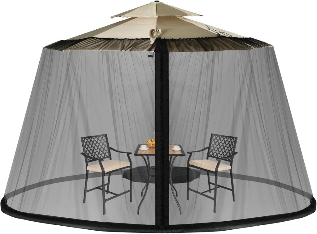 Zanzariera per Ombrellone da Esterno, Zanzariera Regolabile da Patio con 2 Porte a Doppia Cerniera, Rete per Copertura Ombrellone, 12,5 x 2,3 m
