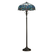 Lampada da terra Tiffany vetrata Dragonfly Blue 2xE27 60W