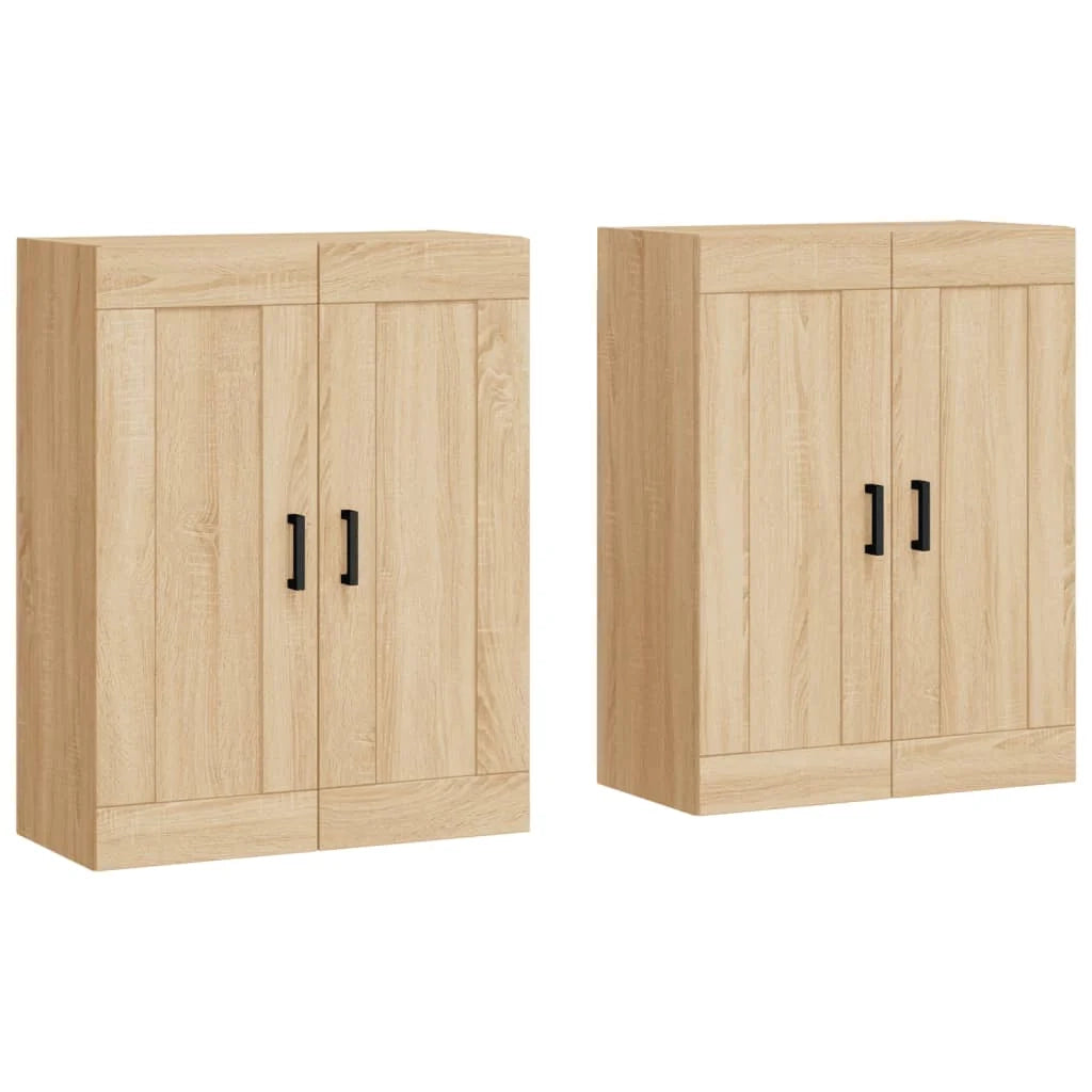 Set di 2 pratici pensili decorativi da parete 69,5 x 34 x 90 cm realizzati in legno composito di rovere Sonoma 02_0055476