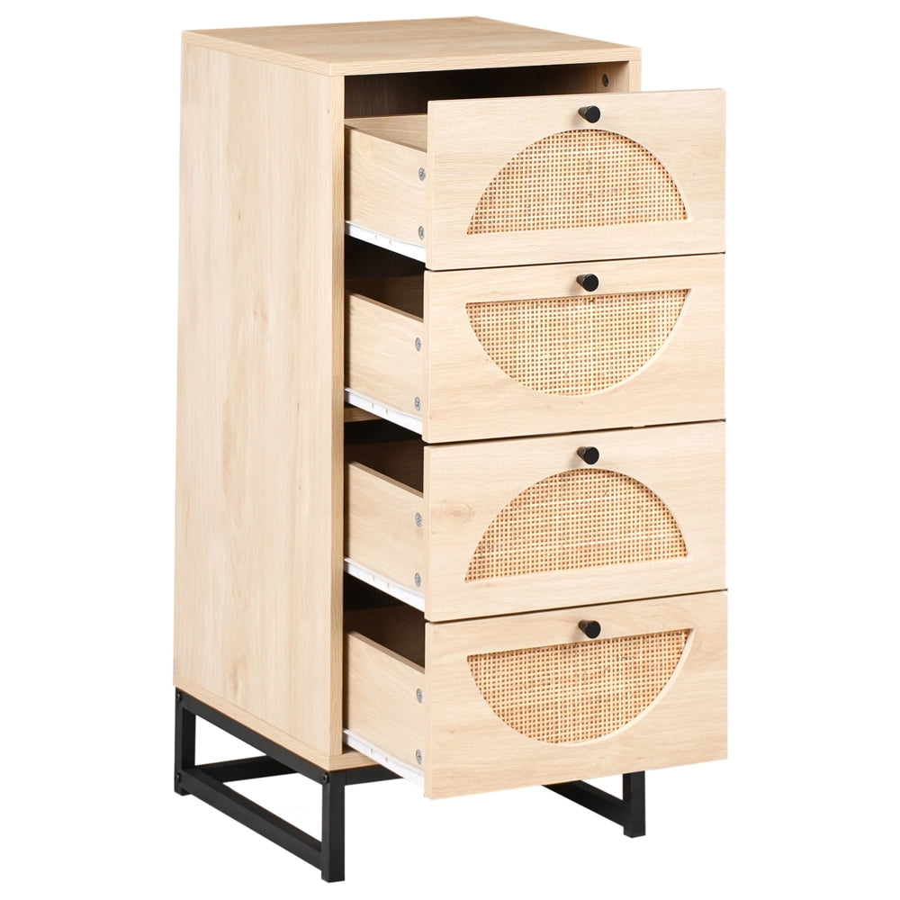 Cassettiera moderna in legno chiaro a 4 cassetti con telaio in MDF in stile Moderno