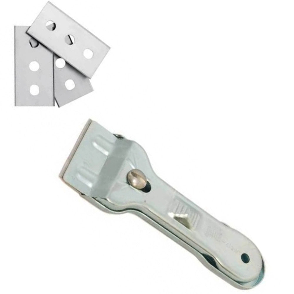 Trade Shop - Raschietto In Metallo + Lame Taglierino Professionale Cutter Leviga Per Vernice -