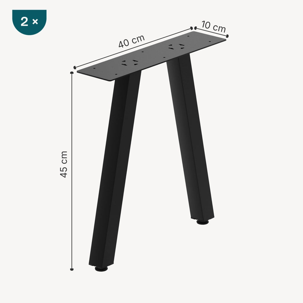 Set di 2 Gambe Heustreu per Mobili Fai da Te - Altezza 45 cm - Acciaio Nero [en.casa]