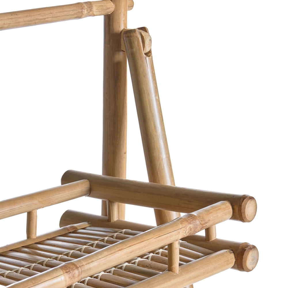 Scaffale in bambù naturale per bagno con 3 ripiani pieghevoli decorativo in stile scandinavo moderno