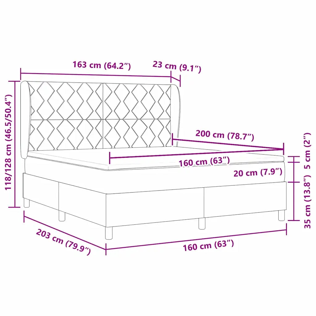 Letto a molle con testiera Grigio scuro 200 x 160 cm Velluto 3340989