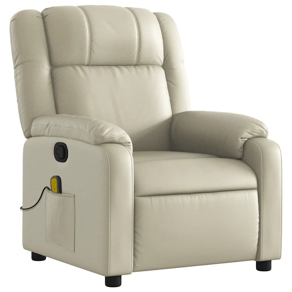 Divano Sedia-Poltrona reclinabile massaggiante in Similpelle Crema 554359