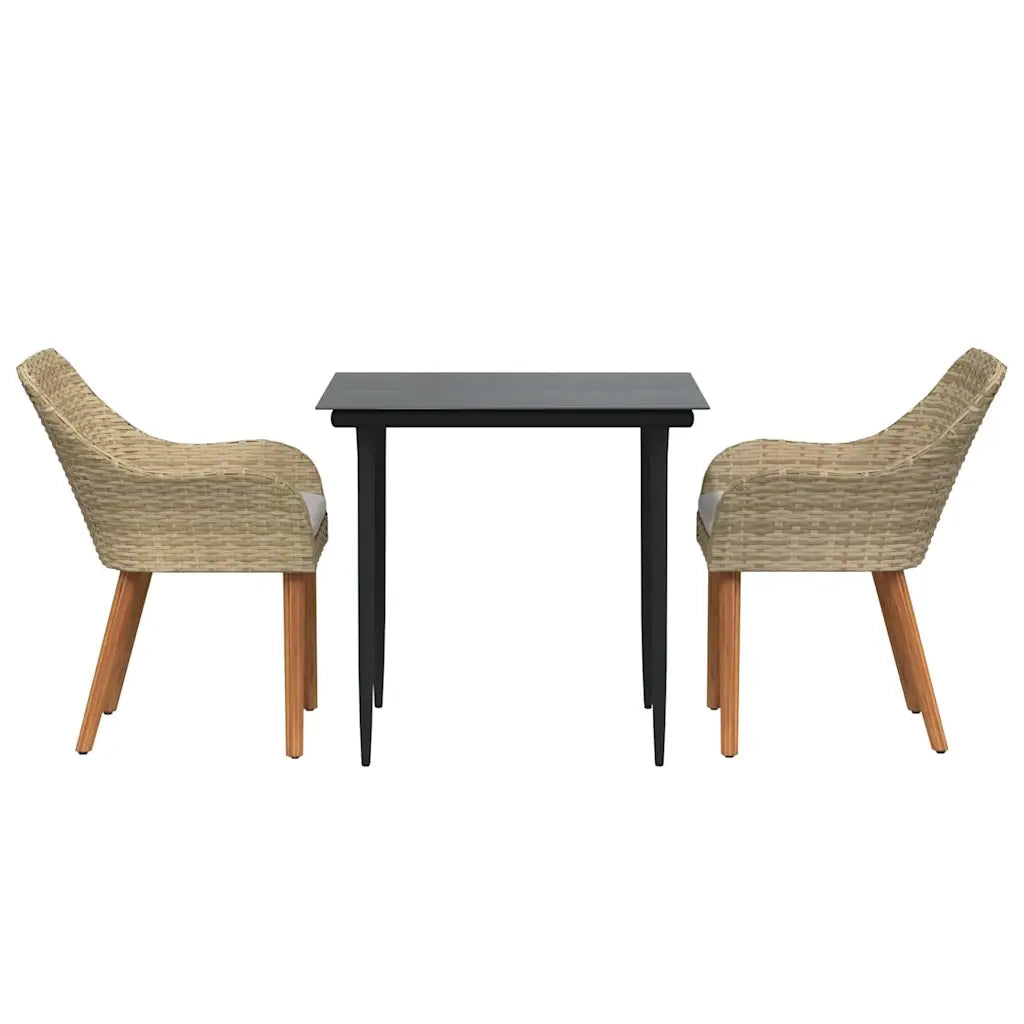 Set da Pranzo per Giardino con cuscino 3 pz | Set Salotto da Giardino Beige polyrattan