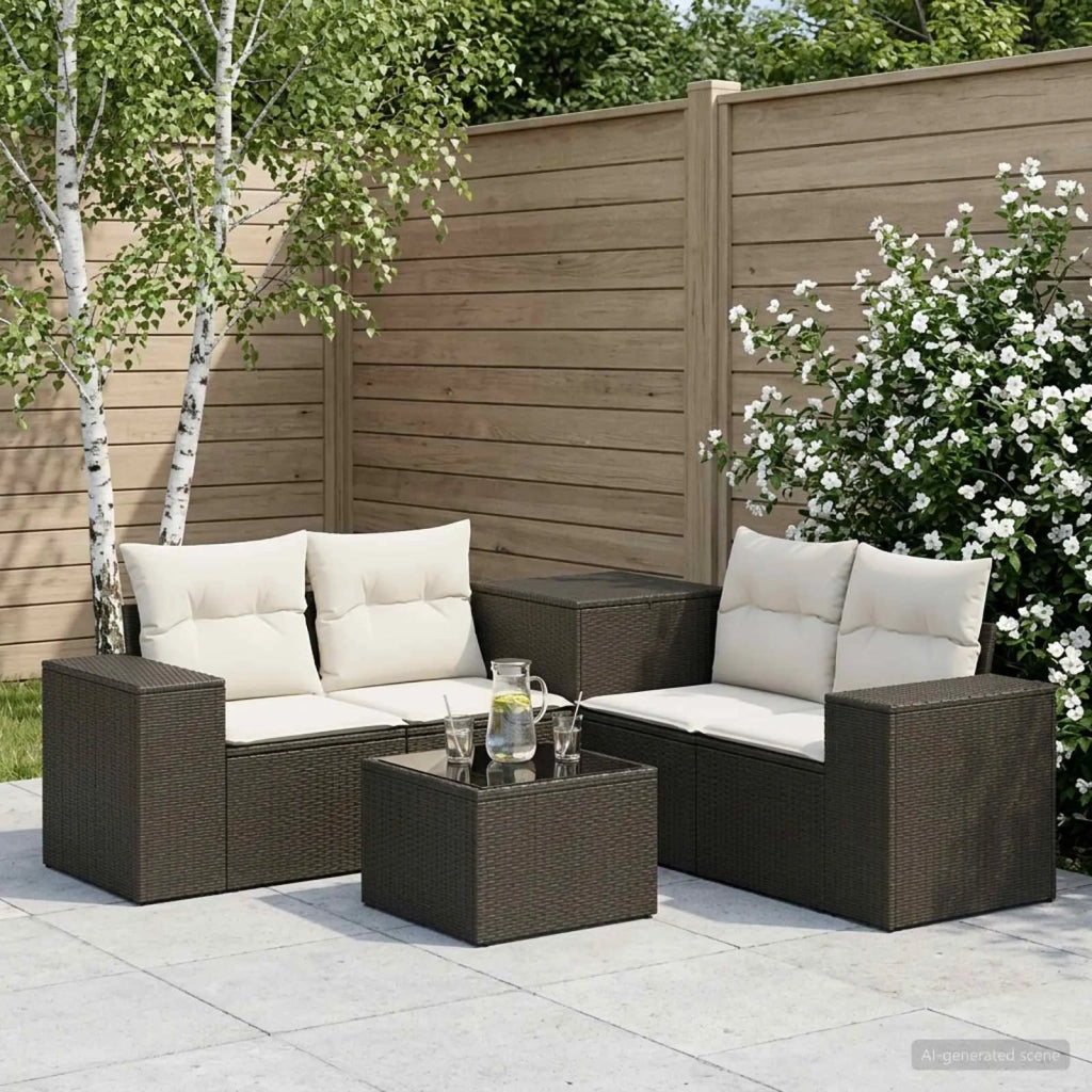 Set di divani 6 pz Nero e Bianco Crema 3447551