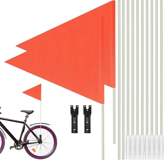 Due pezzi di bandini per bicicletta da 200 cm - stendardi di sicurezza divisibili in rosso con angolo di fissaggio