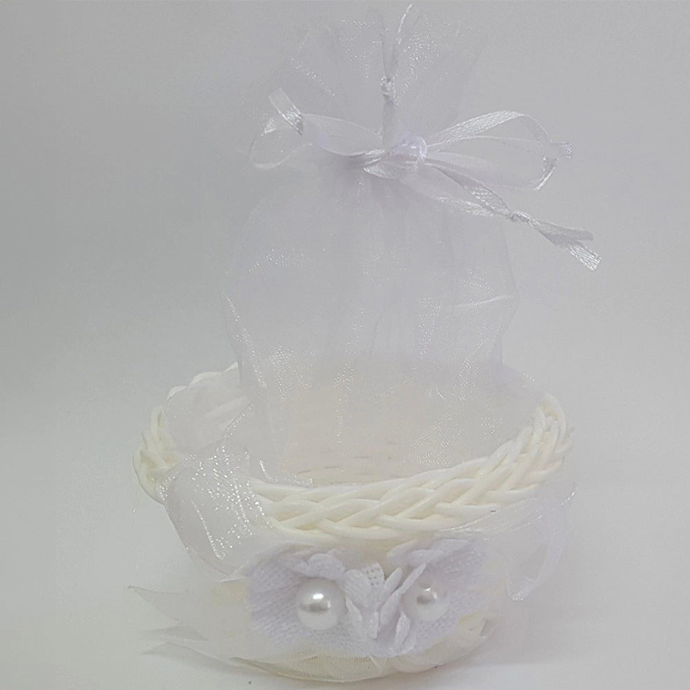 Trade Shop - Bomboniera Bomboniere Cestino Bianco Sacchetto Porta Confetti Riso Matrimonio -