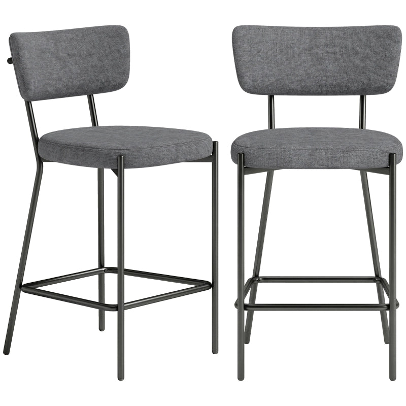 SGABELLO BAR Set da 2 pezzi Imbottito 49x53x93 cm Grigio