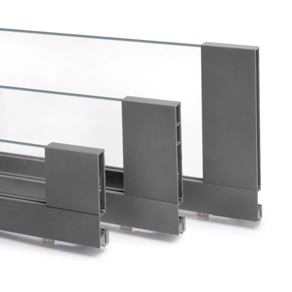 Emuca Cassetto esterno Vertex 40 kg altezza 131 mm con sponde in vetro, 450, Grigio antracite, 1 kit