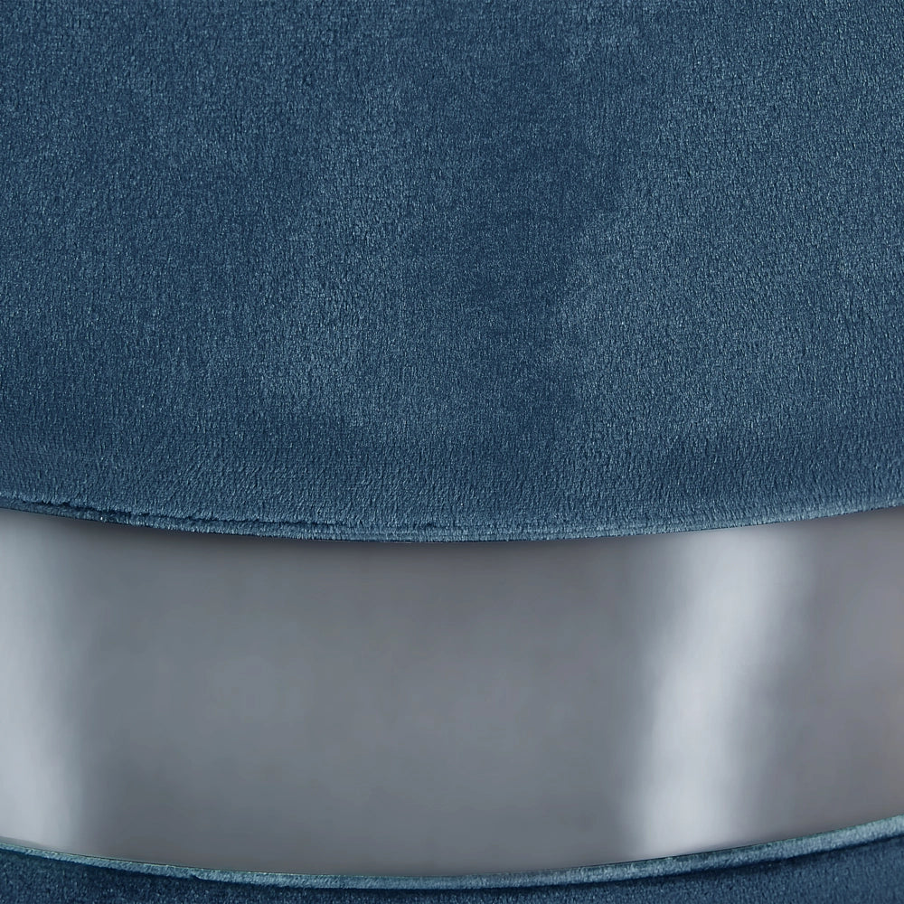 Set di 2 pouf portaoggetti in poliestere azzurro con rivestimento in velluto e poggiapiedi stile glam