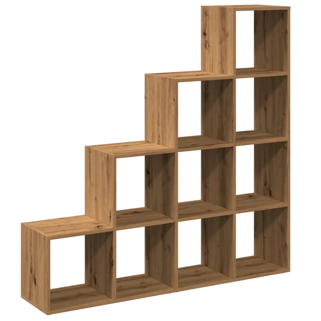 Libreria a 4 Ripiani-Scaffale per Libri-Mobile di Stoccaggio Rovere 131,5x29x131,5 cm in Truciolato