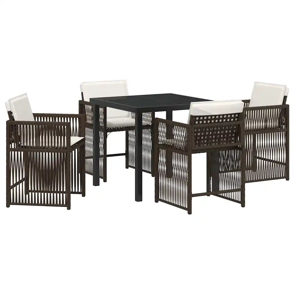 Set da Pranzo per Giardino 5 pcs Marrone polyrattan 3380781