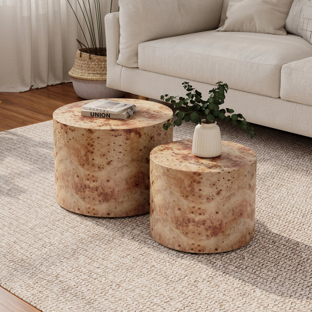 TAVOLINI DA CAFFÈ Set da 2 pezzi Ø 48/38 cm Legno Naturale