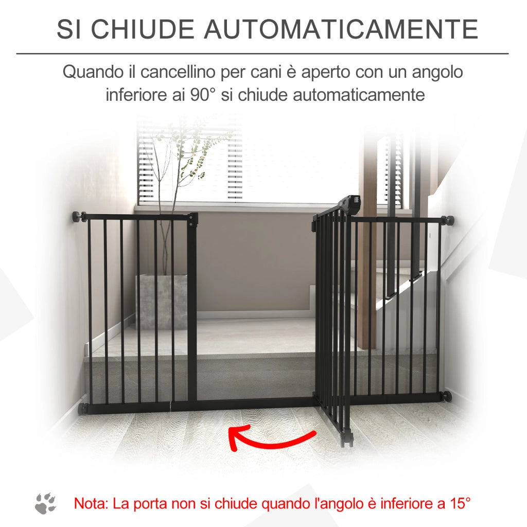 EasyComfort Cancellino per Cani a 3 Estensioni con Larghezza Regolabile fino a 147.5 cm e Chiusura Automatica, Nero