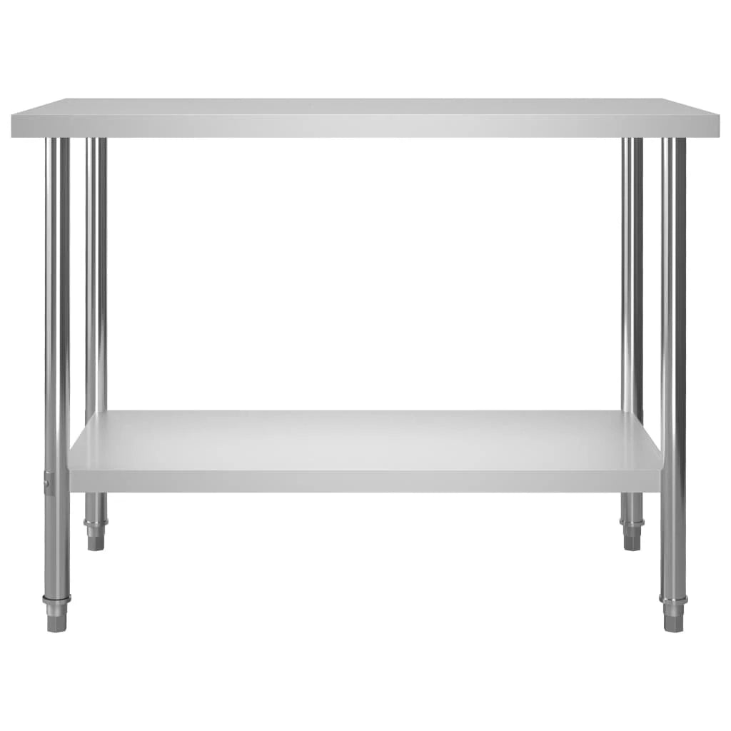 Tavolo da lavoro da cucina con ripiano 120 x 60 x 120 cm acciaio inox 02_0001918