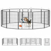 Recinto per cani pieghevole con 2 porte ¨C zephmum ¨C grigio metallo 80x100 cm