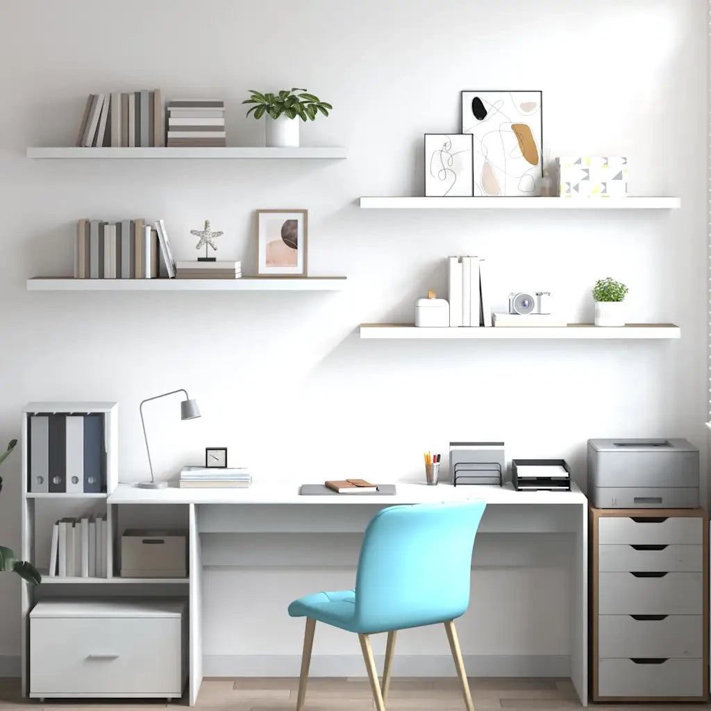 Scaffali a Parete 4 pz Rovere e Bianco 120x23,5x3,8 cm in MDF 326587