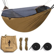 Kit di Tenda da Sospensione Tattica per 2 Persone - Tenda Impermeabile Leggera Portatile con Ragnatela e Paracadute per Camping (Marrone 282cm x 103cm)