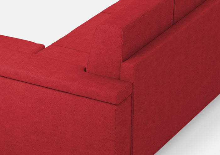 Divano 3 Posti con Pouf 208x155x85 cm Marrak in Tessuto Rosso