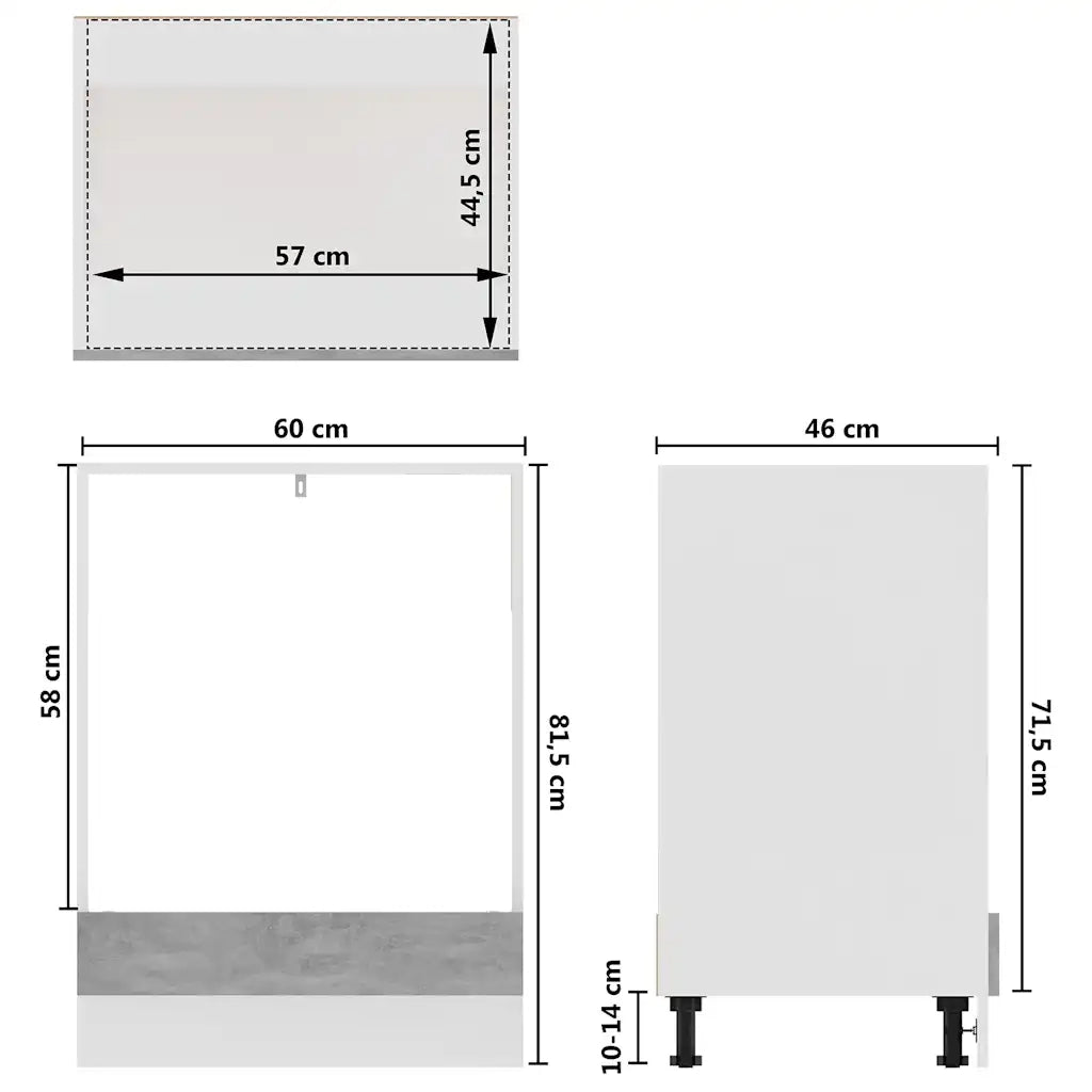 Pensile da cucina | Mobile per Forno ¡°Riga¡± Grigio Cemento 60x46x81,5 cm