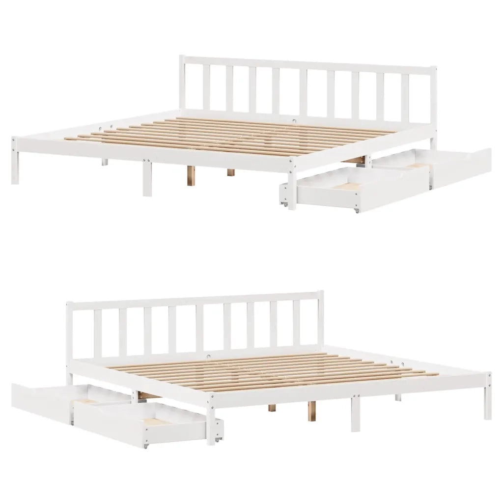 Letto senza Materasso-Struttura Letto Bianco 180x200 cm Legno Massello di Pino 723695