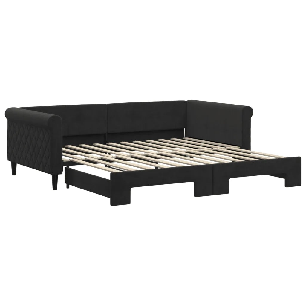 Divano Letto con Letto Estraibile-Sofa Letto-Daybed Nero 100x200 cm in Velluto 389707