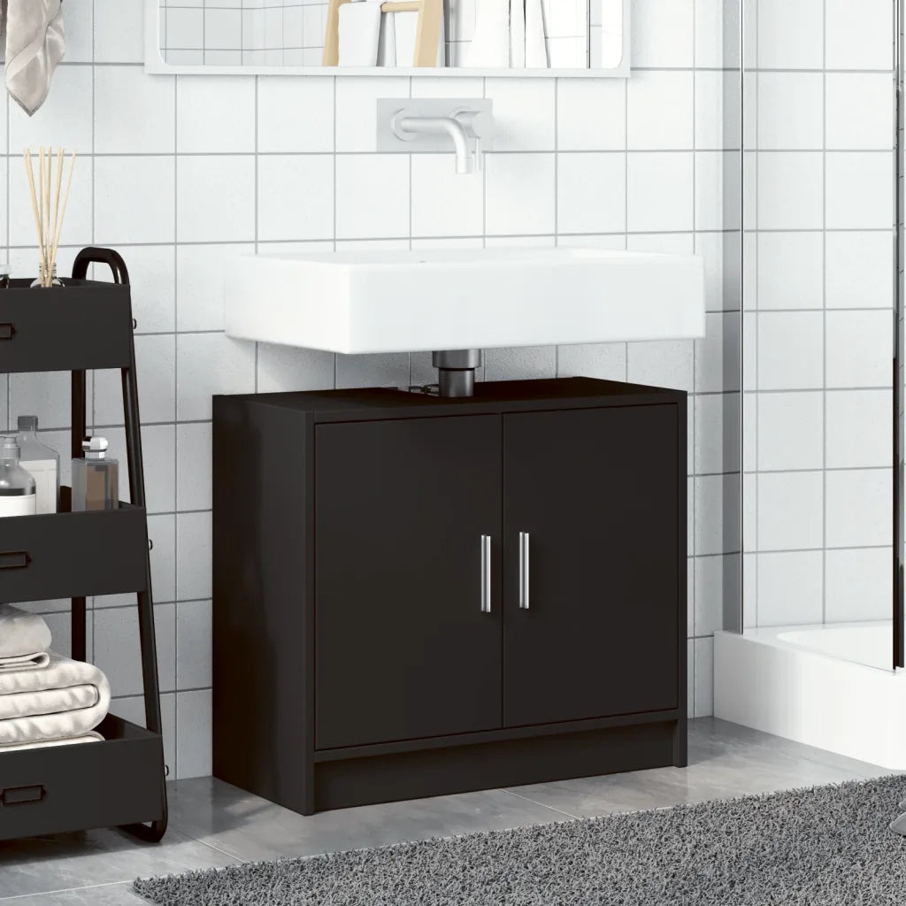 Mobile Lavabo | Armadio Lavabo Nero 63x29x55 cm in Truciolato