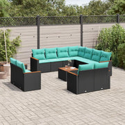 Set Divani da Giardino 12 pz con Cuscini Nero in Polyrattan 3226505