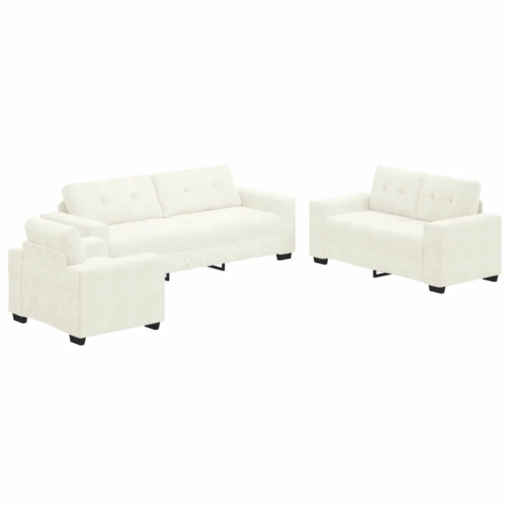 Set di divani 3 pcs Crema 221 x 80 x 80 cm Velluto 3324647