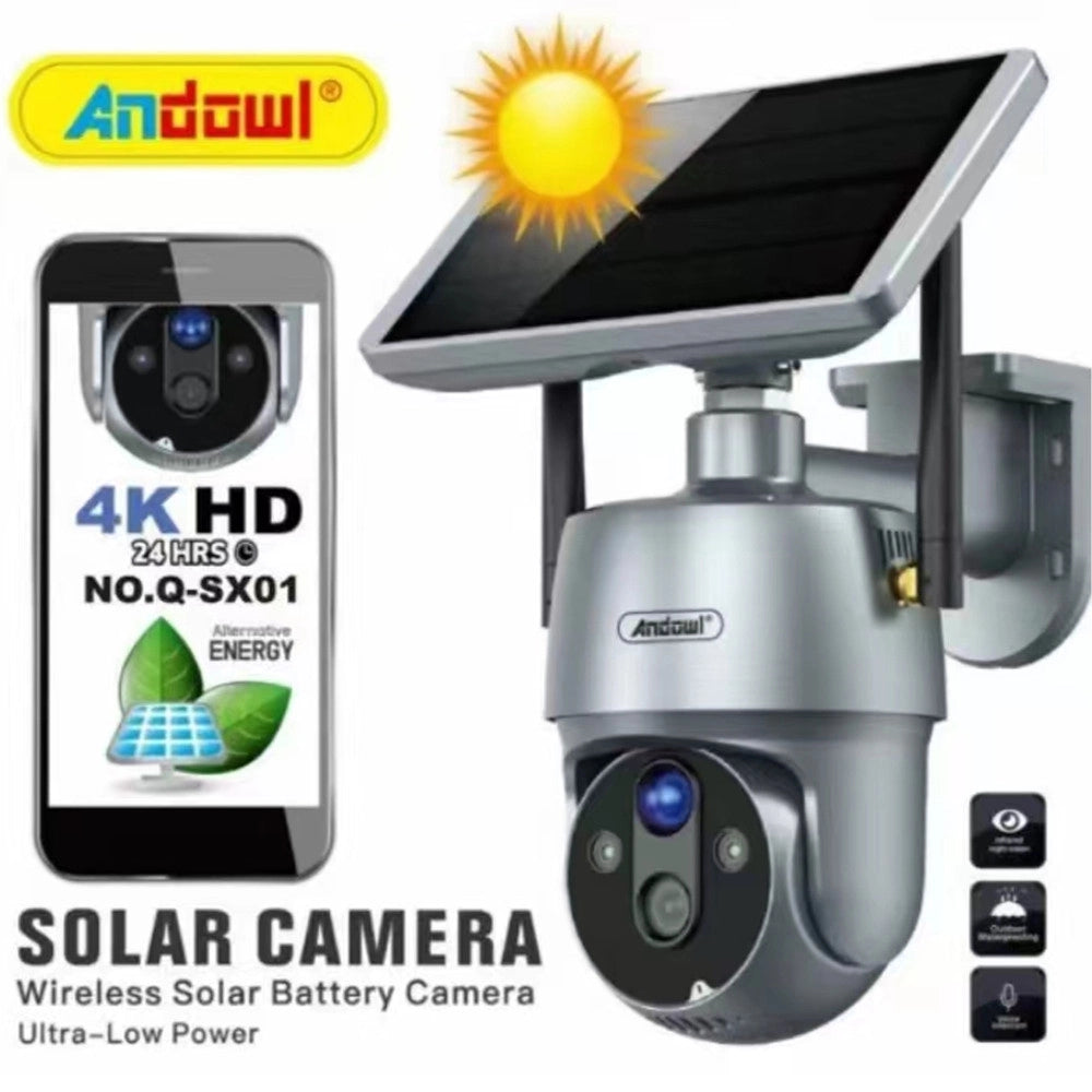 Trade Shop - Camera Con Pannello Solare Wifi P2p 355° 12a 3,6mm Audio Bidirezionale Q-sx01 -