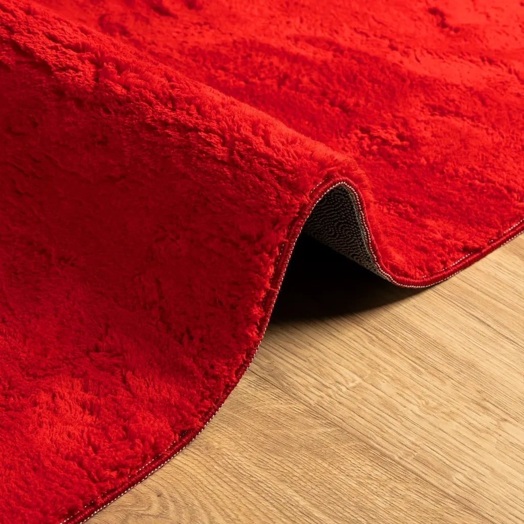 Tappeto a Pelo Corto HUARTE Morbido e Lavabile Rosso 160x160cm 375173