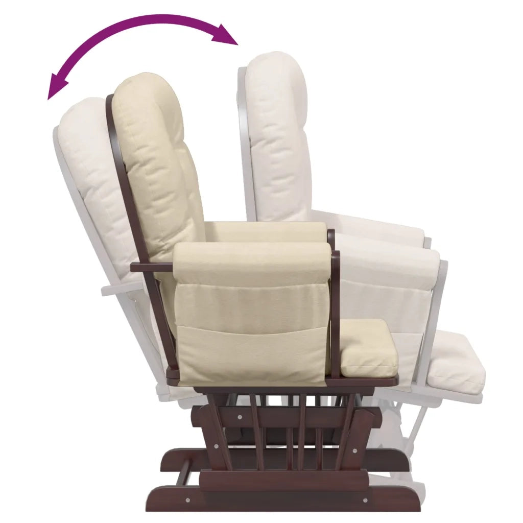 Poltrona | Sedia Relax Glider con Sgabello Bianco Crema in Tessuto