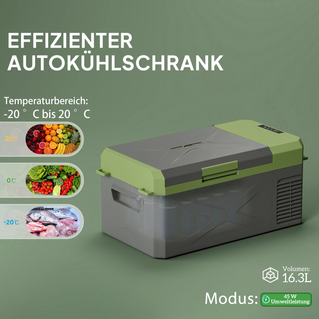 Coolbox elettrica 16.3L con compressore ¨C zephmum ¨C grigio e verde