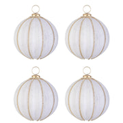 Palline di Natale in Vetro Bianco Opaco con Strass Ballsy Diametro: 100 mm