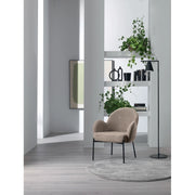 Poltrona rivestita in tessuto bouclé Gambe metallo verniciato Malibu 69cm X 72cm H 82cm Stones